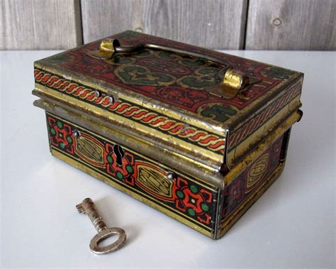 old metal cash box|metal money box with key.